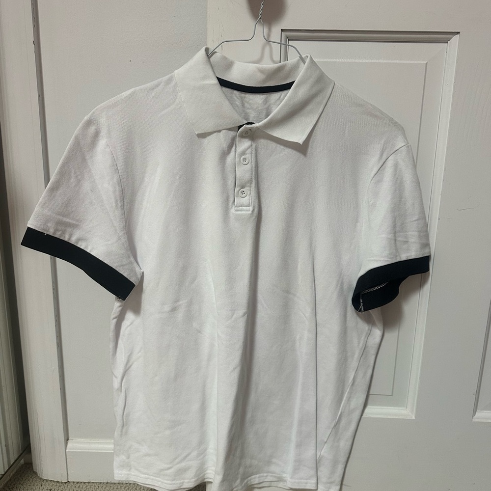 Classic White Polo Shirt with Black Accents